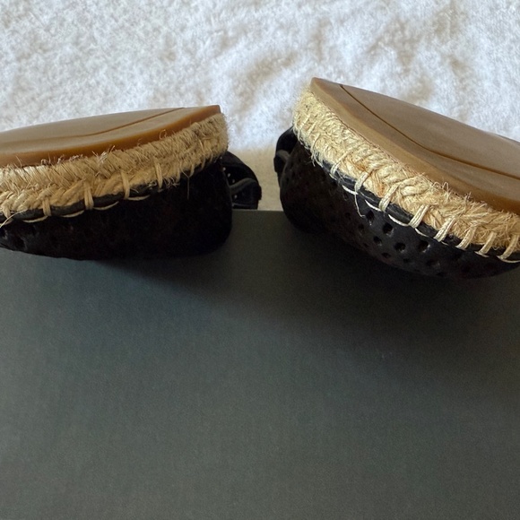 Eileen Fisher espadrille nubuck leather sandals, black, size 8 - Picture 8 of 13